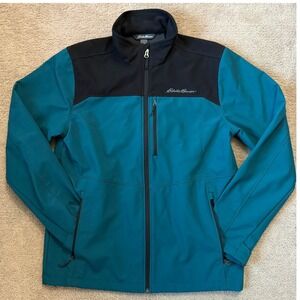 Eddie Bauer Mens Spring Jacket Point Vista Softshell Size Medium Black Green